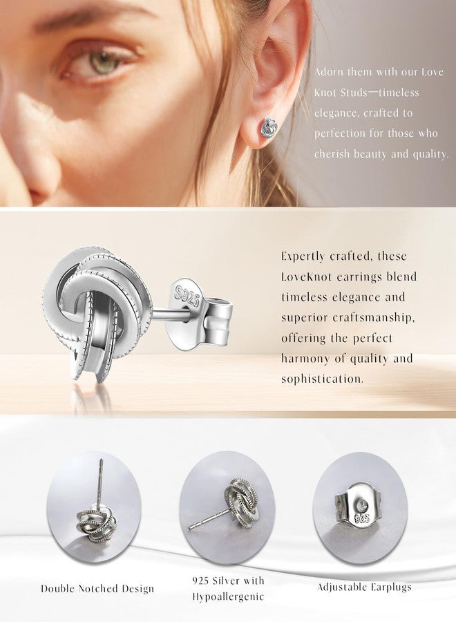 Raneecoco Gold Plated Sterling Silver Studs Love Knot Earrings For Women | Hypoallergenic & Nickle Free Jewelry for Sensitive Ears (8, white-gold-plated-silver) - Image 5
